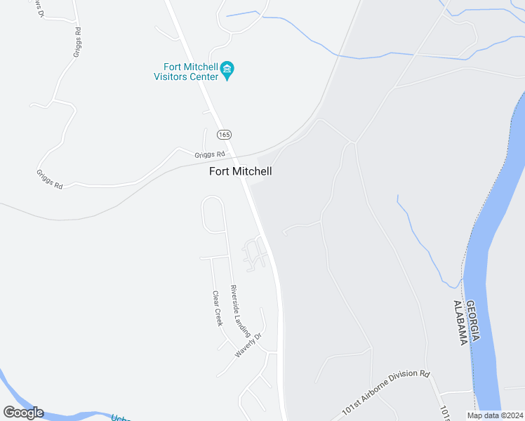 map of restaurants, bars, coffee shops, grocery stores, and more near 605 Highway 165 in Fort Mitchell