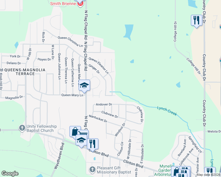 map of restaurants, bars, coffee shops, grocery stores, and more near 5122 Ginger Drive in Jackson
