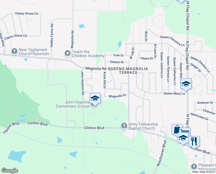 map of restaurants, bars, coffee shops, grocery stores, and more near 5725 Bayberry Drive in Jackson