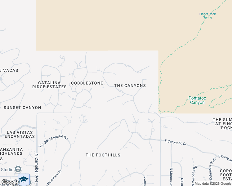 map of restaurants, bars, coffee shops, grocery stores, and more near 7321 North Secret Canyon Drive in Tucson