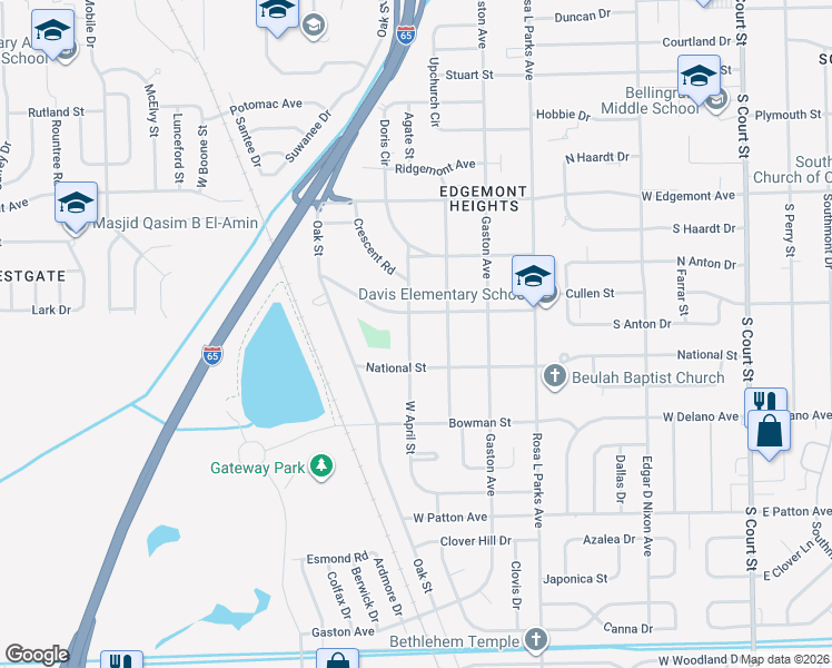 map of restaurants, bars, coffee shops, grocery stores, and more near 3627 West April Street in Montgomery