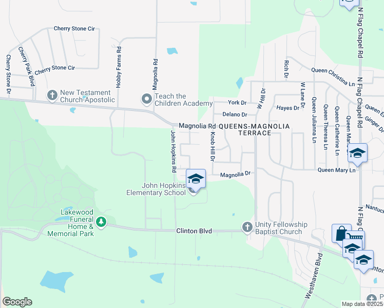 map of restaurants, bars, coffee shops, grocery stores, and more near 555 Magnolia Road in Jackson