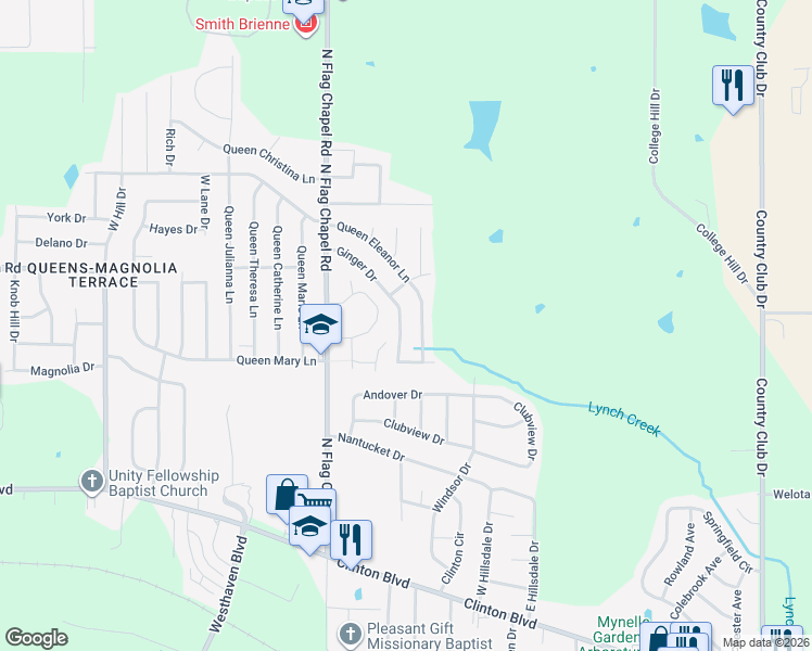 map of restaurants, bars, coffee shops, grocery stores, and more near 5122 Ginger Drive in Jackson
