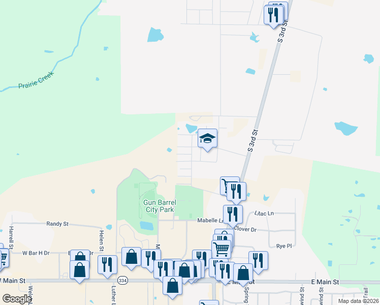 map of restaurants, bars, coffee shops, grocery stores, and more near 216 Pachall Boulevard in Mabank