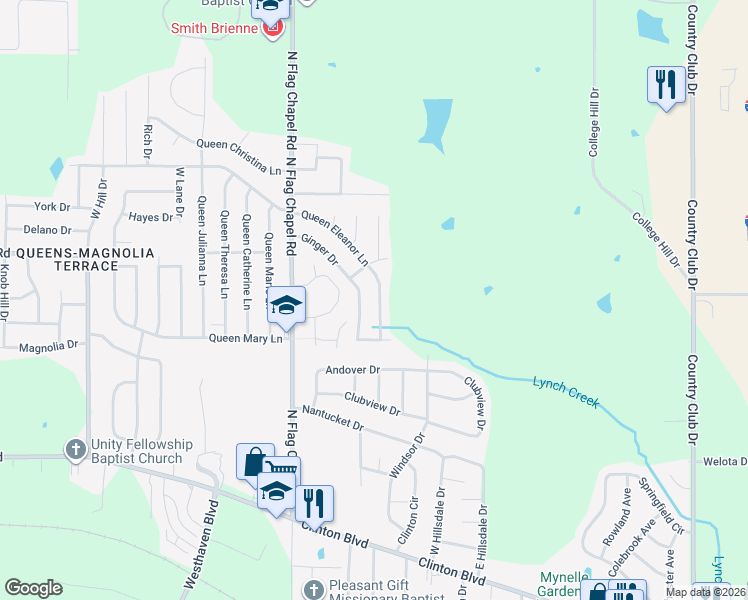 map of restaurants, bars, coffee shops, grocery stores, and more near 5123 Queen Eleanor Lane in Jackson