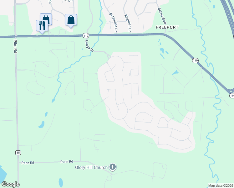 map of restaurants, bars, coffee shops, grocery stores, and more near 9773 Silver Bell Court in Pike Road