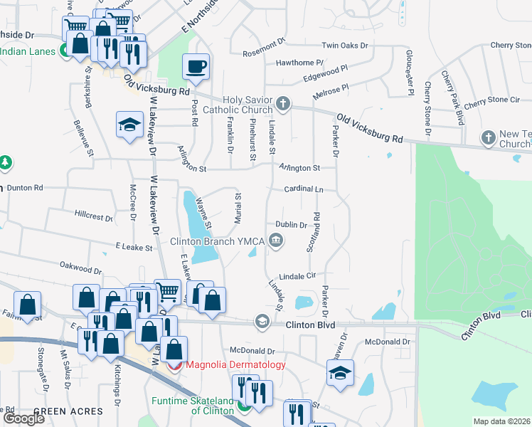 map of restaurants, bars, coffee shops, grocery stores, and more near 504 Lindale Street in Clinton