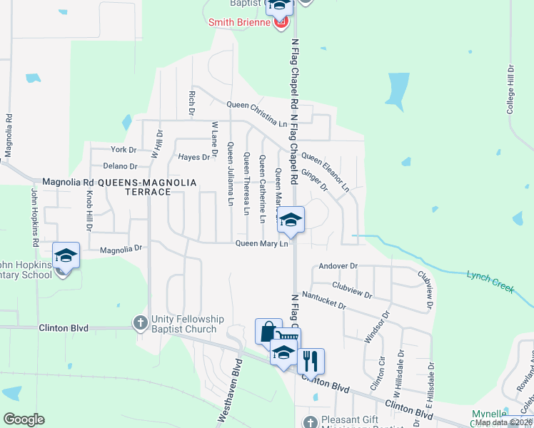 map of restaurants, bars, coffee shops, grocery stores, and more near 331 Queen Marie Lane in Jackson