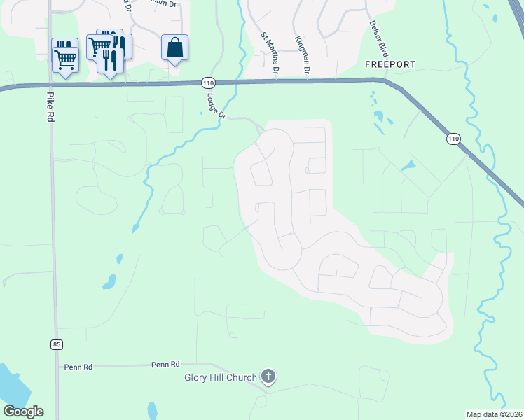 map of restaurants, bars, coffee shops, grocery stores, and more near 9716 Silver Bell Court in Pike Road