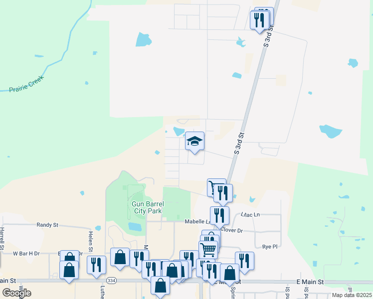 map of restaurants, bars, coffee shops, grocery stores, and more near 216 Pachall Boulevard in Mabank