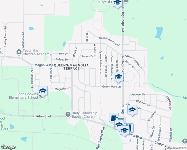 map of restaurants, bars, coffee shops, grocery stores, and more near 341 Queen Alexandria Lane in Jackson
