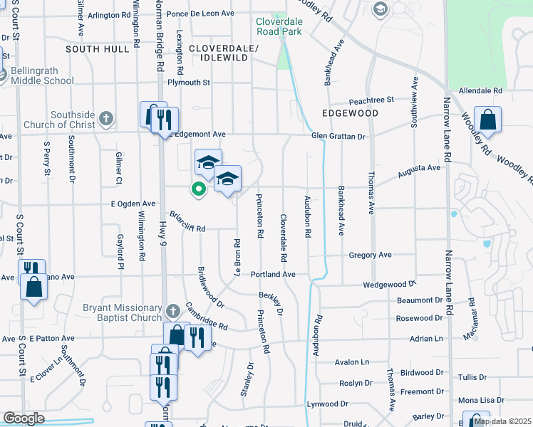 map of restaurants, bars, coffee shops, grocery stores, and more near 3461 Princeton Rd in Montgomery