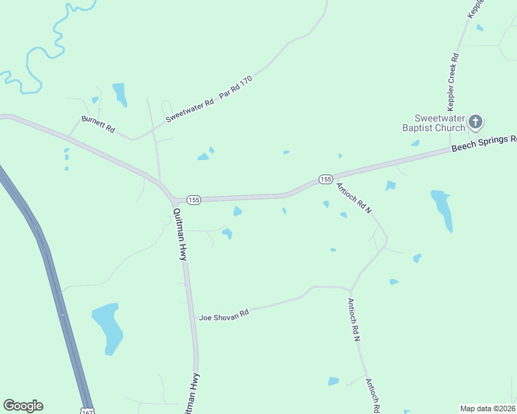 map of restaurants, bars, coffee shops, grocery stores, and more near 7596 Quitman Highway in Quitman