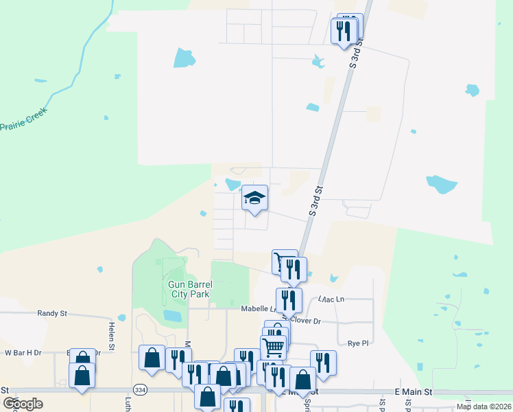map of restaurants, bars, coffee shops, grocery stores, and more near 109 Paschall Road in Mabank