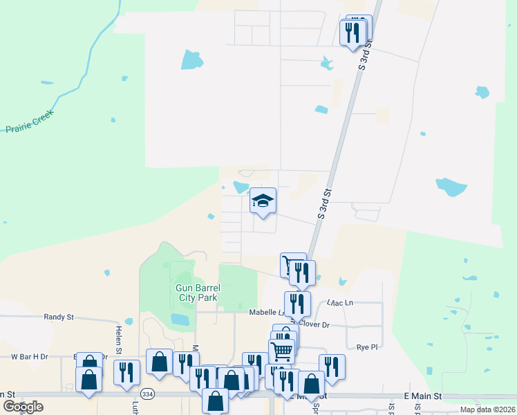 map of restaurants, bars, coffee shops, grocery stores, and more near 210 Paschall Boulevard in Mabank