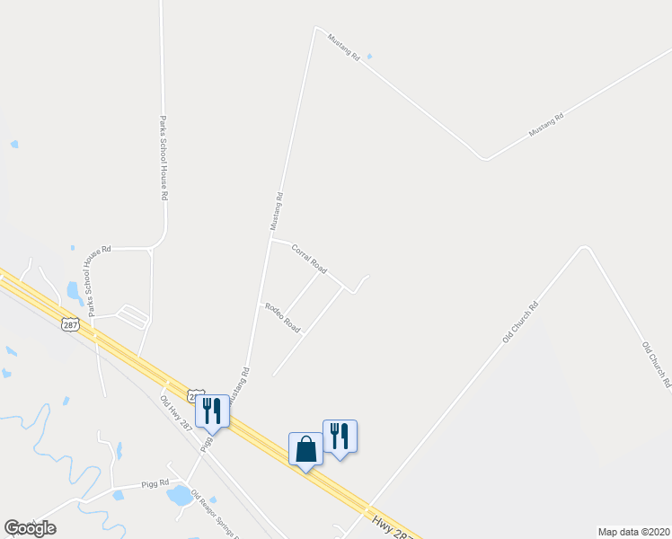 map of restaurants, bars, coffee shops, grocery stores, and more near 215 Corral Road in Waxahachie