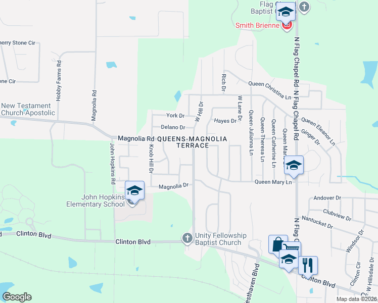 map of restaurants, bars, coffee shops, grocery stores, and more near 403 Magnolia Road in Jackson