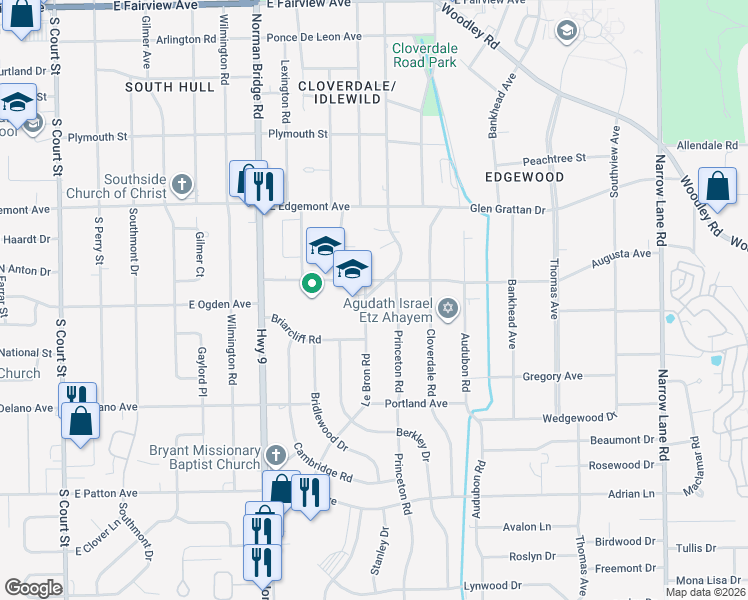 map of restaurants, bars, coffee shops, grocery stores, and more near 3443 Le Bron Road in Montgomery