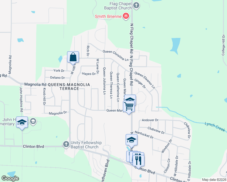 map of restaurants, bars, coffee shops, grocery stores, and more near 370 Queen Theresa Lane in Jackson