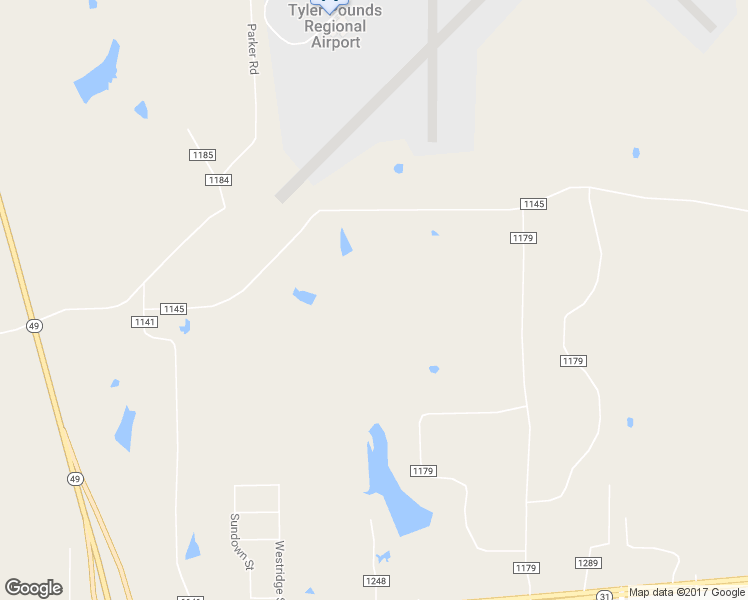 map of restaurants, bars, coffee shops, grocery stores, and more near 14385 County Road 1145 in Tyler