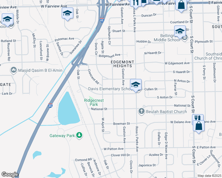 map of restaurants, bars, coffee shops, grocery stores, and more near 3554 Whiting Avenue in Montgomery