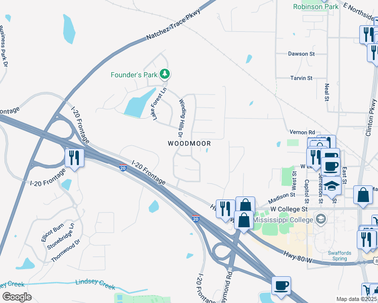 map of restaurants, bars, coffee shops, grocery stores, and more near 200 Indian Summer Lane in Clinton