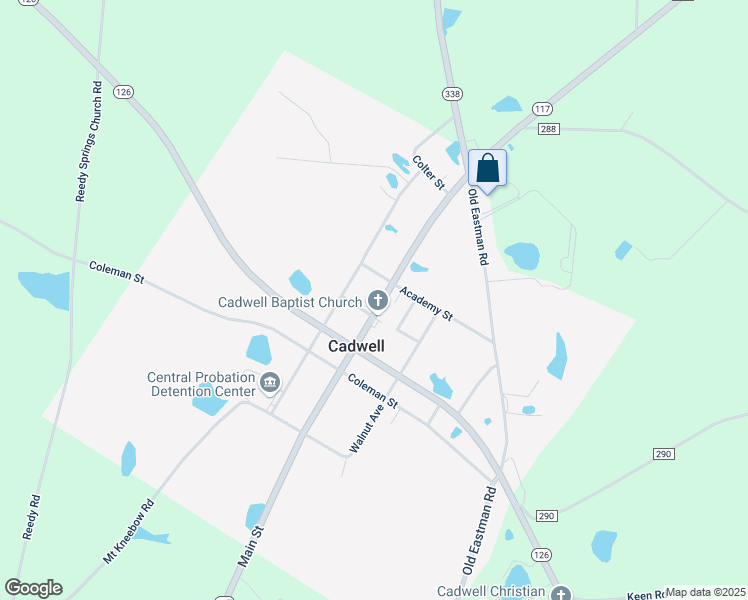 map of restaurants, bars, coffee shops, grocery stores, and more near 2867 Georgia 117 in Cadwell