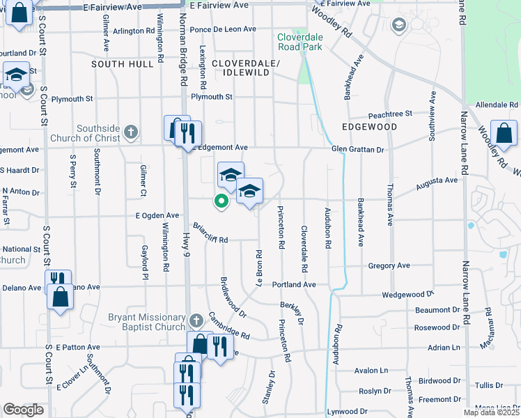 map of restaurants, bars, coffee shops, grocery stores, and more near 3444 Le Bron Road in Montgomery