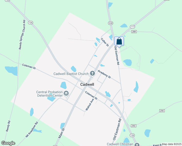 map of restaurants, bars, coffee shops, grocery stores, and more near 2867 Georgia 117 in Cadwell