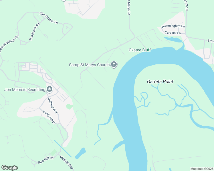 map of restaurants, bars, coffee shops, grocery stores, and more near 45 Okatie Bluff Road in Okatie