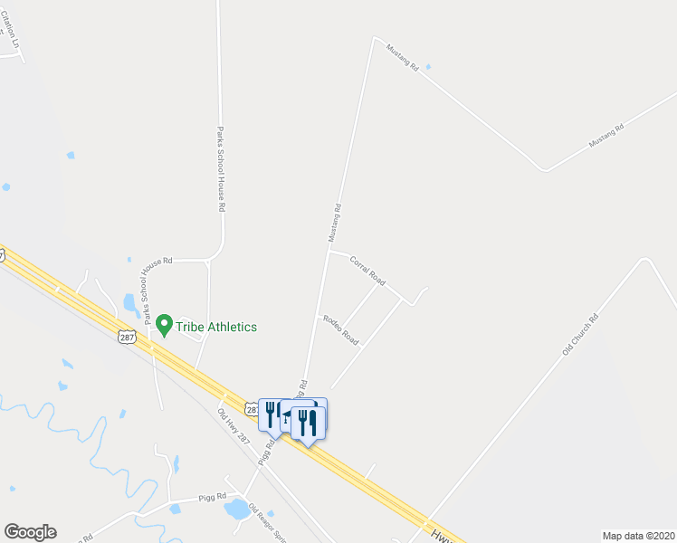 map of restaurants, bars, coffee shops, grocery stores, and more near 342 Mustang Road in Waxahachie