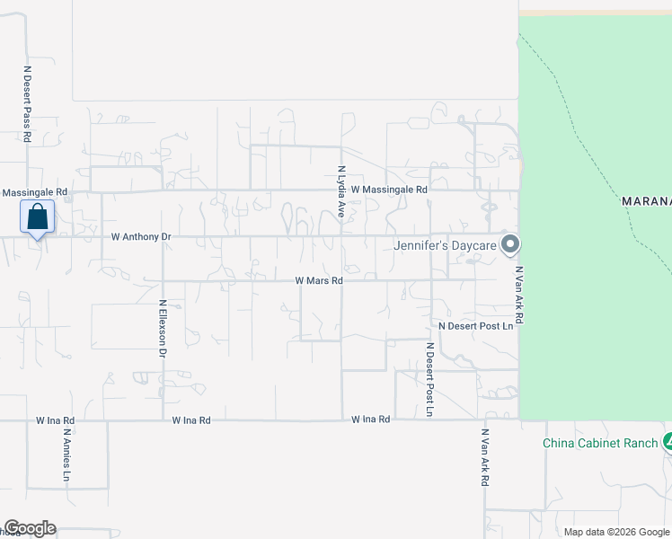 map of restaurants, bars, coffee shops, grocery stores, and more near 10595 West Anthony Drive in Tucson