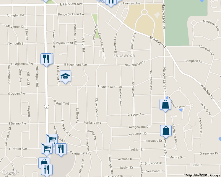 map of restaurants, bars, coffee shops, grocery stores, and more near 1002 Augusta Ave in Montgomery