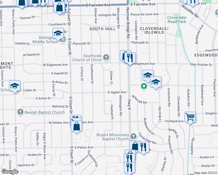 map of restaurants, bars, coffee shops, grocery stores, and more near 3475 Gilmer Court in Montgomery