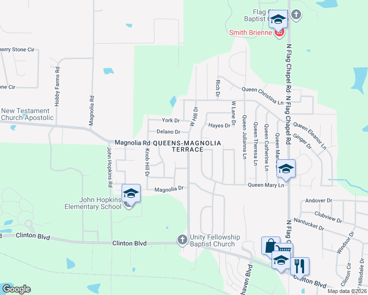 map of restaurants, bars, coffee shops, grocery stores, and more near 403 Magnolia Road in Jackson