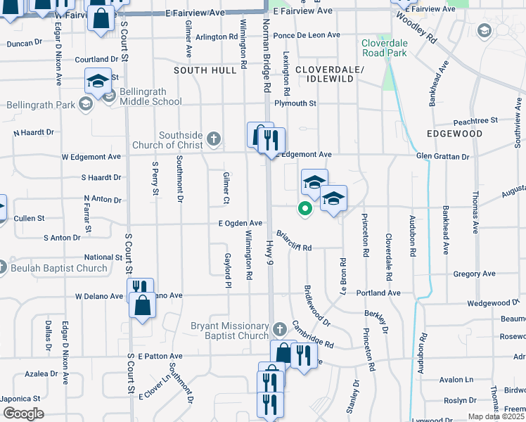 map of restaurants, bars, coffee shops, grocery stores, and more near 3479-3487 Norman Bridge Rd in Montgomery