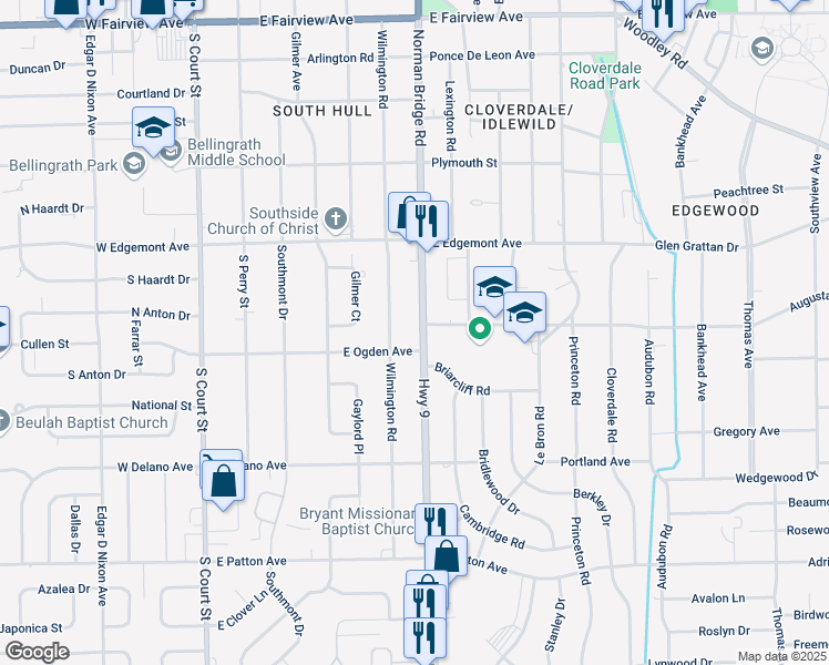 map of restaurants, bars, coffee shops, grocery stores, and more near 3479-3487 Norman Bridge Rd in Montgomery