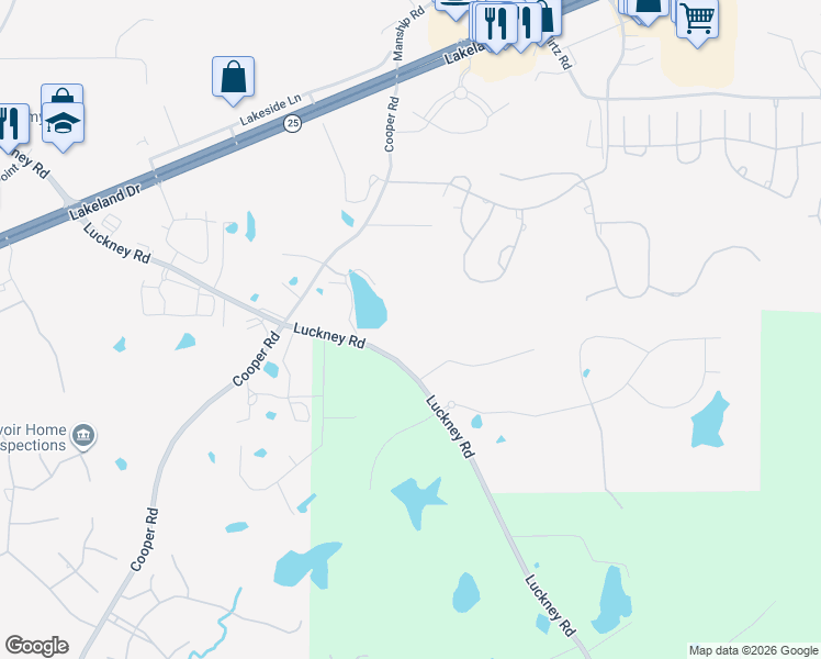 map of restaurants, bars, coffee shops, grocery stores, and more near 101 Creekwood Drive in Flowood