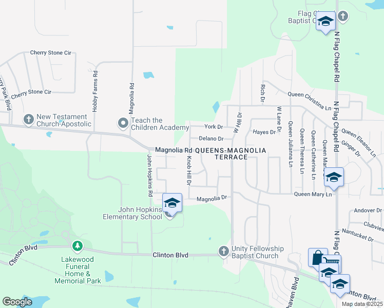 map of restaurants, bars, coffee shops, grocery stores, and more near 446 Knob Hill Drive in Jackson