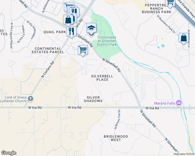 map of restaurants, bars, coffee shops, grocery stores, and more near 6067 West Millay Street in Tucson