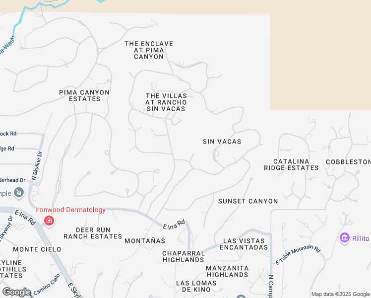 map of restaurants, bars, coffee shops, grocery stores, and more near 2575 East Corta Dei Fiori in Tucson