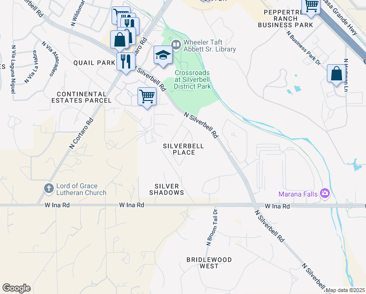 map of restaurants, bars, coffee shops, grocery stores, and more near 6067 West Millay Street in Tucson