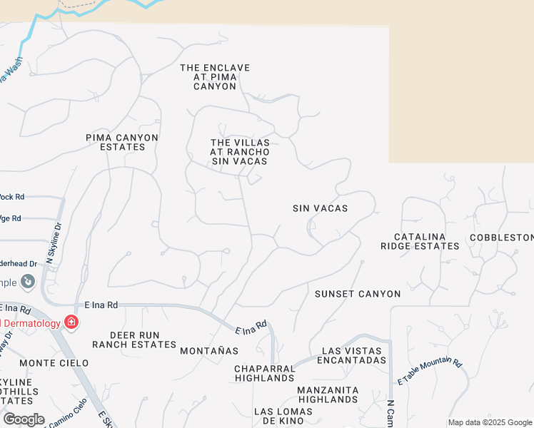 map of restaurants, bars, coffee shops, grocery stores, and more near 2575 East Corta Dei Fiori in Tucson