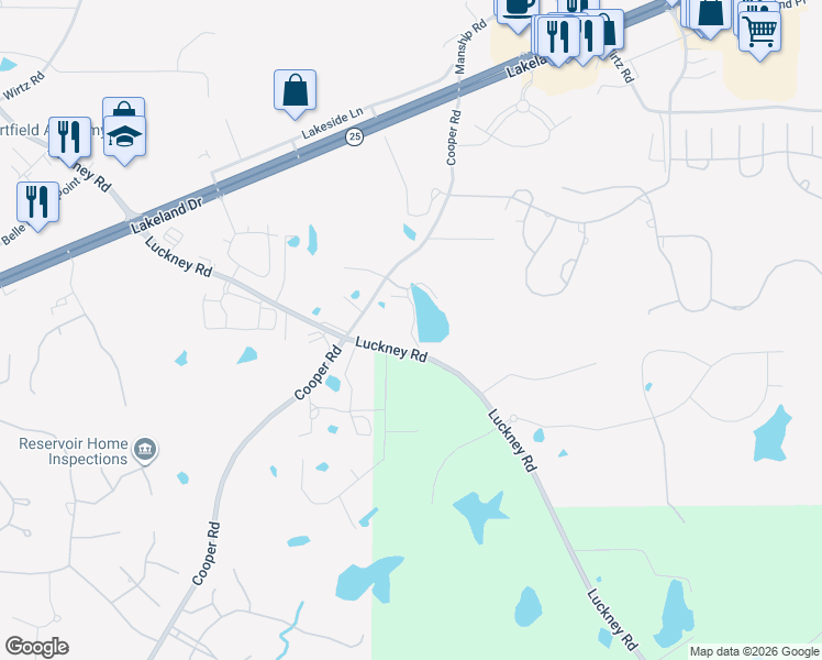 map of restaurants, bars, coffee shops, grocery stores, and more near 571 Luckney Rd in Flowood