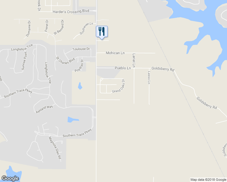 map of restaurants, bars, coffee shops, grocery stores, and more near 425 Grand Oaks Drive in Shreveport