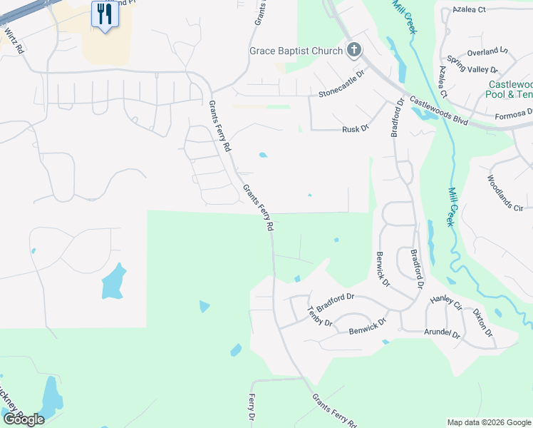 map of restaurants, bars, coffee shops, grocery stores, and more near 5638 Grants Ferry Road in Brandon