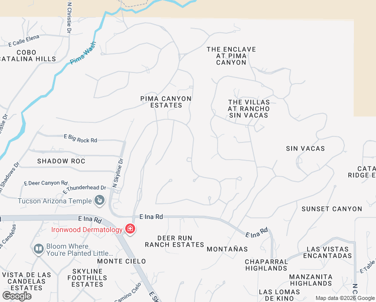 map of restaurants, bars, coffee shops, grocery stores, and more near 7455 North Mystic Canyon Drive in Tucson