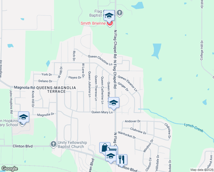 map of restaurants, bars, coffee shops, grocery stores, and more near 367 Queen Marie Lane in Jackson