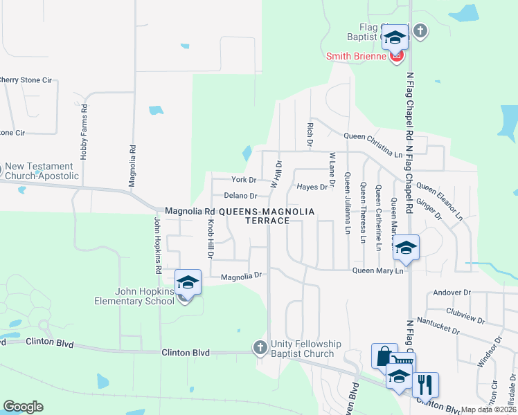 map of restaurants, bars, coffee shops, grocery stores, and more near 403 Magnolia Road in Jackson