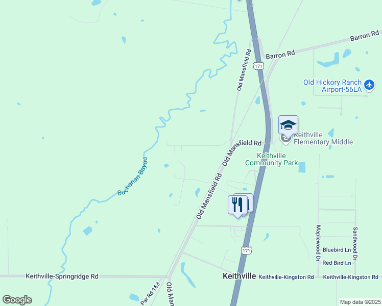 map of restaurants, bars, coffee shops, grocery stores, and more near 5077 Oak Hollow Lane in Caddo